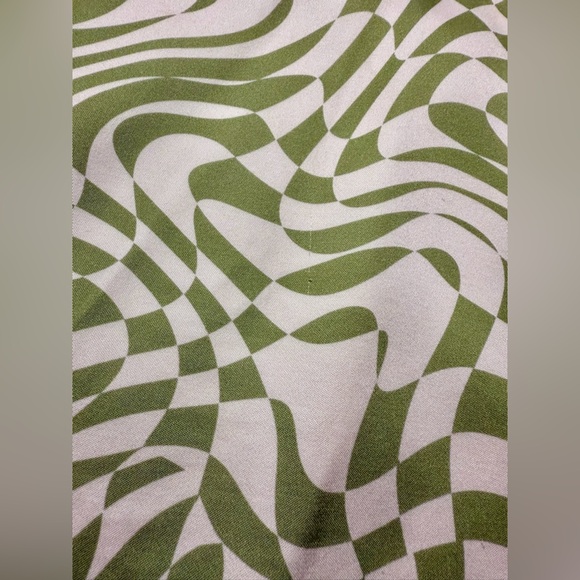 For Love & Lemons Aiko Green Pink Disoriented Checkered Mini Skirt Sz Medium - Picture 13 of 16